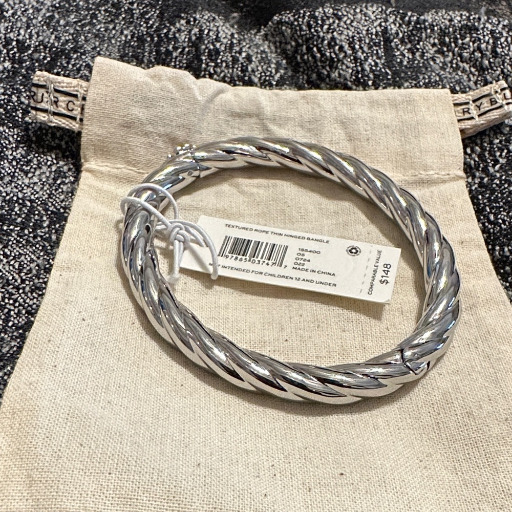 Tory Burch Silver Twisted Bangle